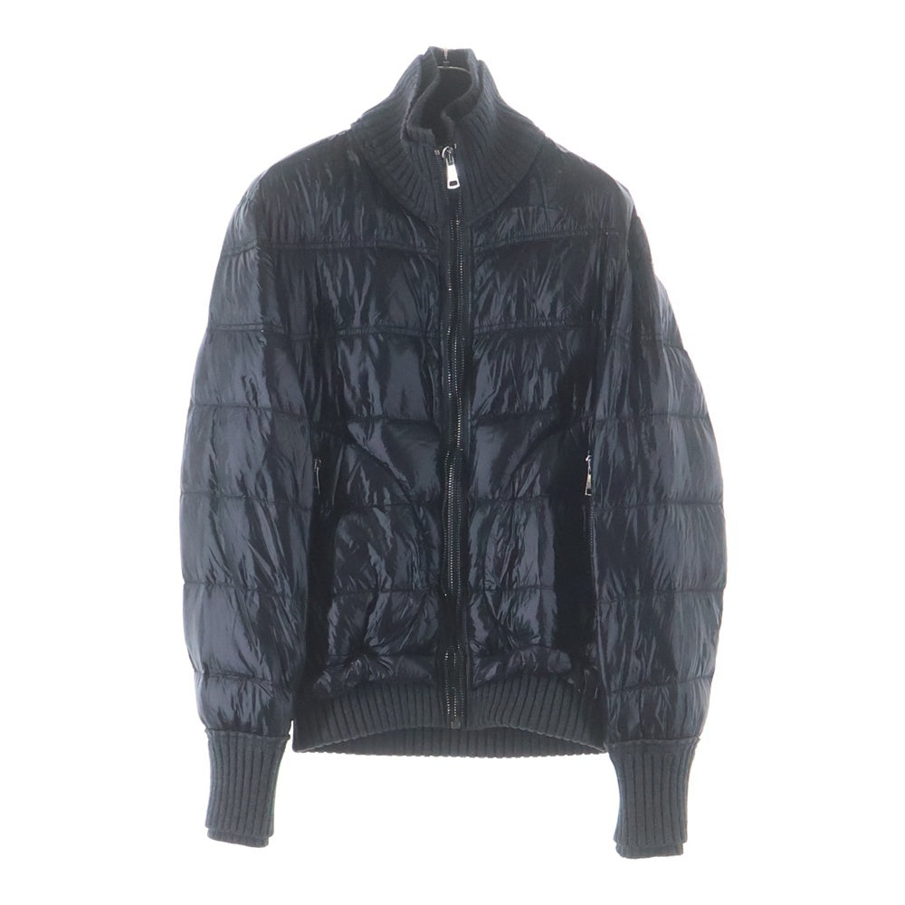 DOLCE & GABBANA(ドルチェアンドガッバーナ) ニット切り替え ナイロン ジップアップ パファージャケット ブラック G9903T