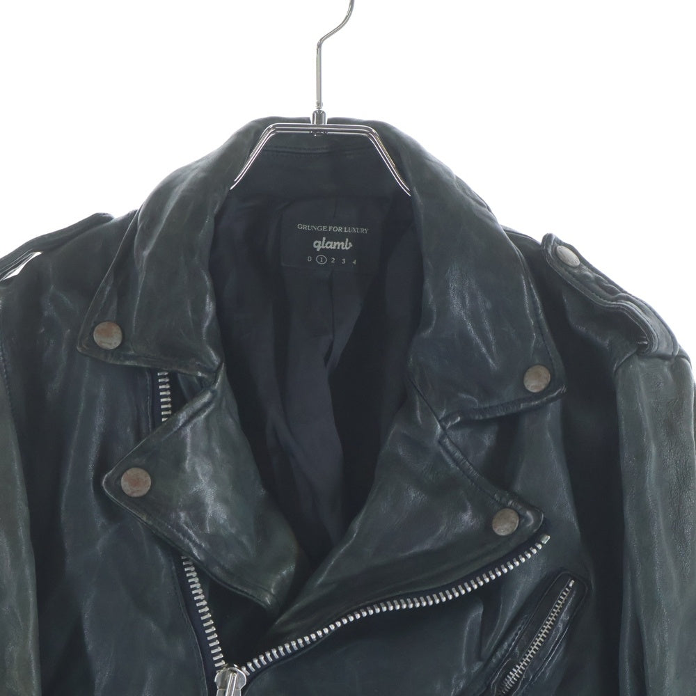 glamb(グラム) MARLON RIDERS JACKET マーロン ダブルライダース ラムスキン レザージャケット グリーン GB16WT JKT10