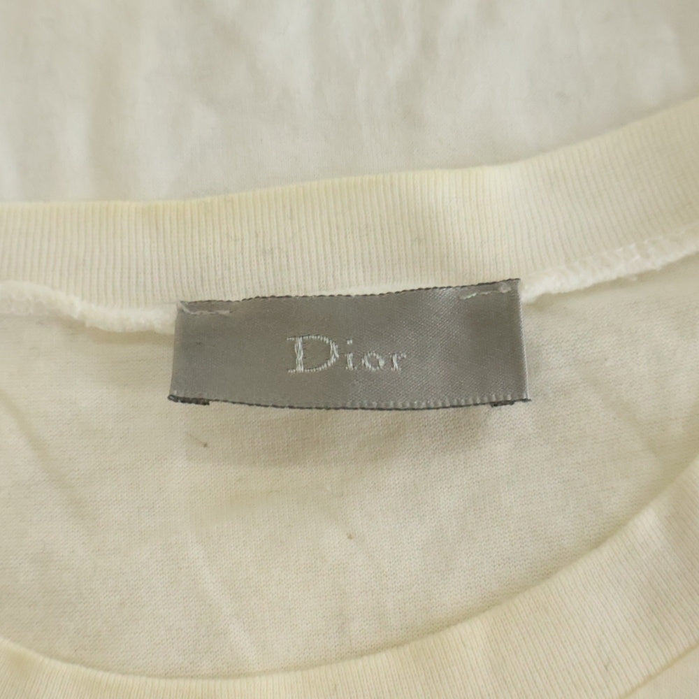 Dior HOMME(ディオールオム) 08AW クリスヴァンアッシュ期 ジオメトリックモチーフ リボンプリント クルーネック 長袖Tシャツ カットソー ホワイト 8H3365320107
