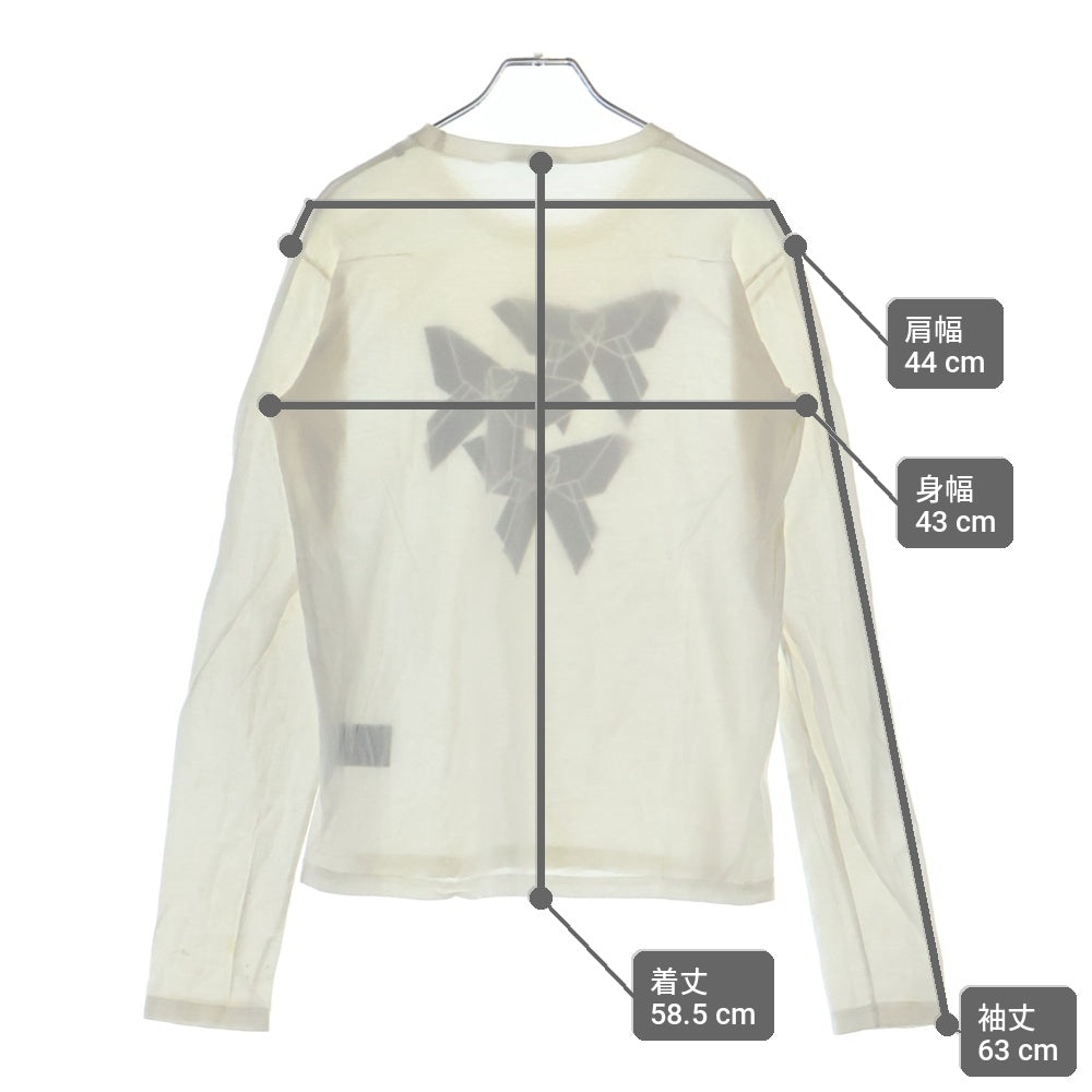 Dior HOMME(ディオールオム) 08AW クリスヴァンアッシュ期 ジオメトリックモチーフ リボンプリント クルーネック 長袖Tシャツ カットソー ホワイト 8H3365320107