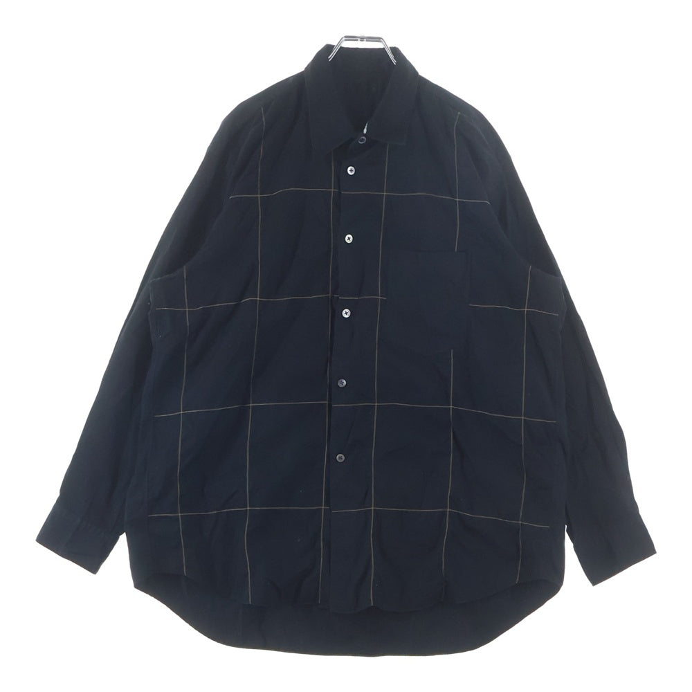 COMME des GARCONS HOMME PLUS(コムデギャルソンオムプリュス) 90S AD1992 田中オム ステッチデザイン ワンポケット コットン 長袖シャツ ブラック PB-050500