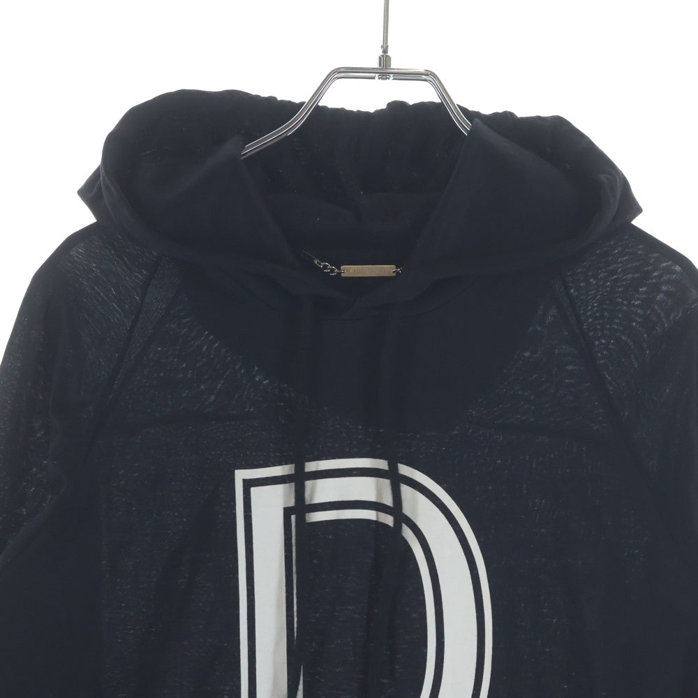 Dior HOMME(ディオールオム) 04SS エディ期 Dロゴプリント ライトウエイト コットン プルオーバーパーカー ブラック 4SH3058205