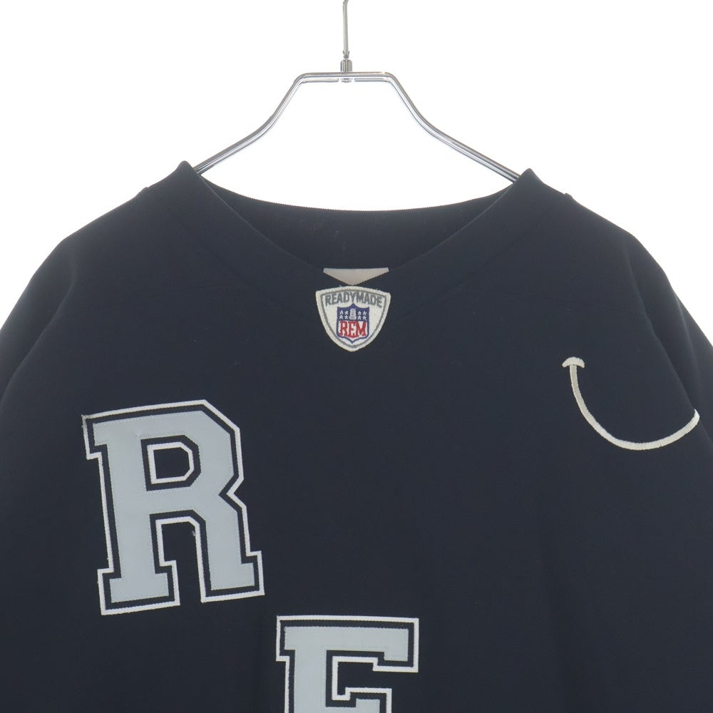 READY MADE(レディメイド) 23SS GAME SHIRT SMILE スマイル ポリエステル Vネック ゲームシャツ カットソー ブラック RE-PO-BK-00-00-249