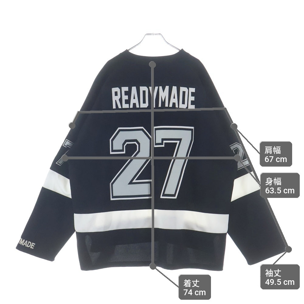 READY MADE(レディメイド) 23SS GAME SHIRT SMILE スマイル ポリエステル Vネック ゲームシャツ カットソー ブラック RE-PO-BK-00-00-249