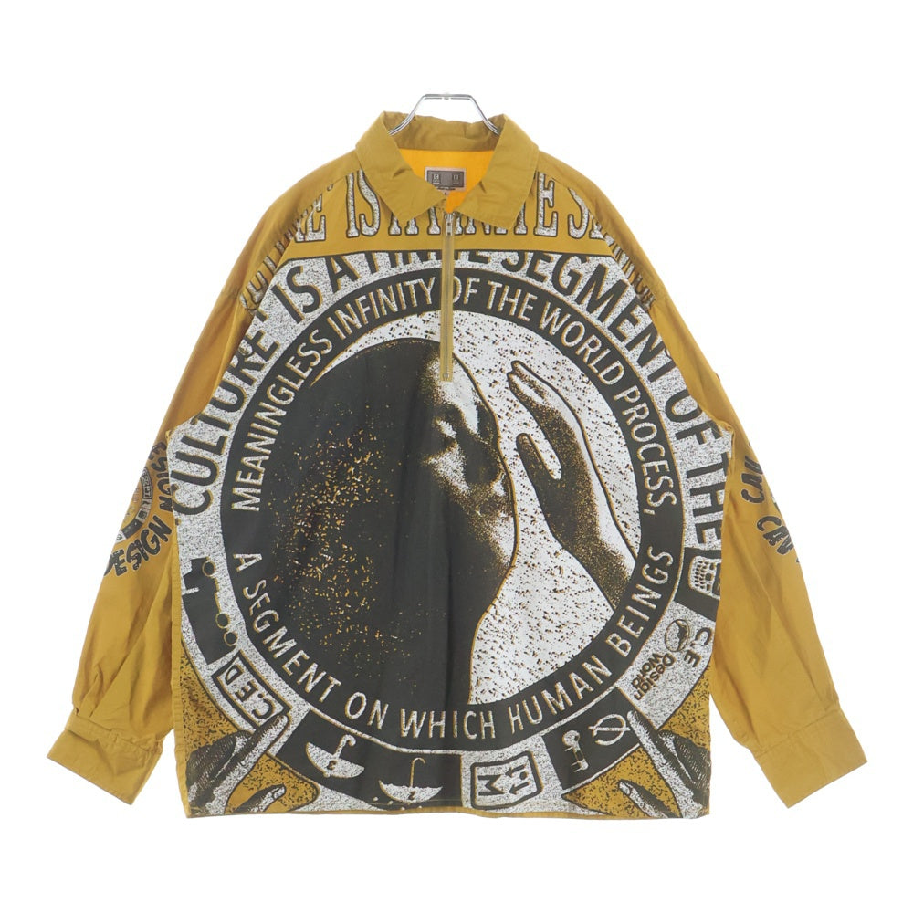 C.E(シーイー) 18AW HALF ZIP BIG SHIRT グラフィックプリント ハーフジップ ビッグ 長袖シャツ イエロー