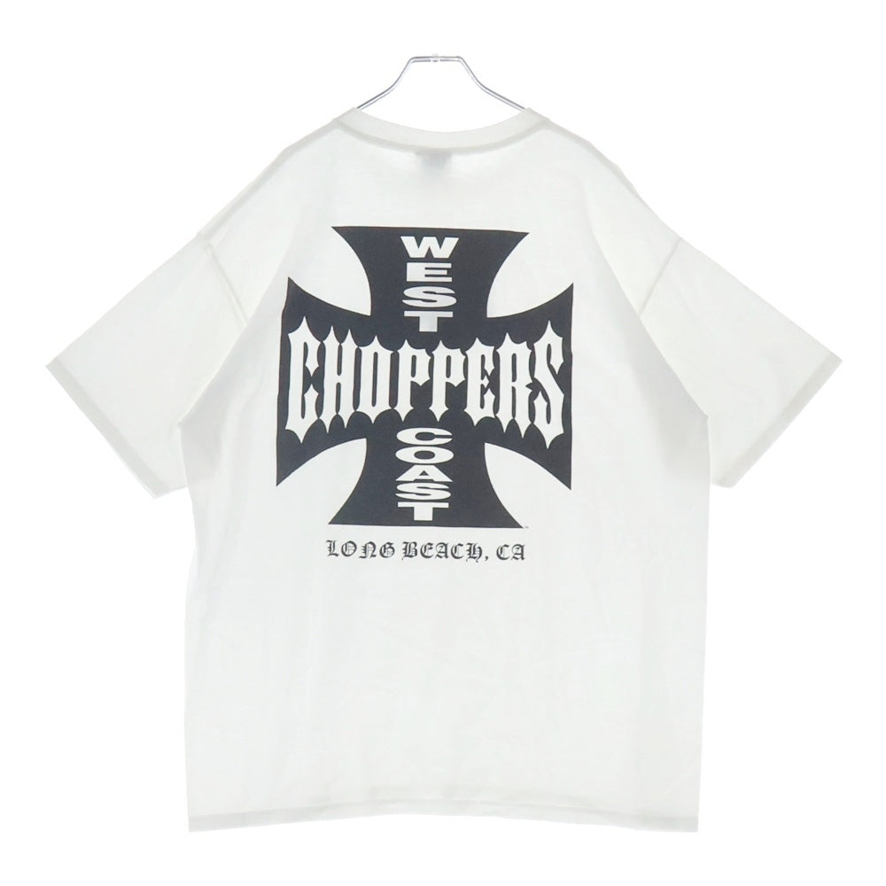 VINTAGE(ヴィンテージ) 00s WEST COAST CHOPPERS IRON CROSS ウェストコーストチョッパーズ アイロンクロス 両面プリント クルーネック半袖Tシャツカットソー ホワイト
