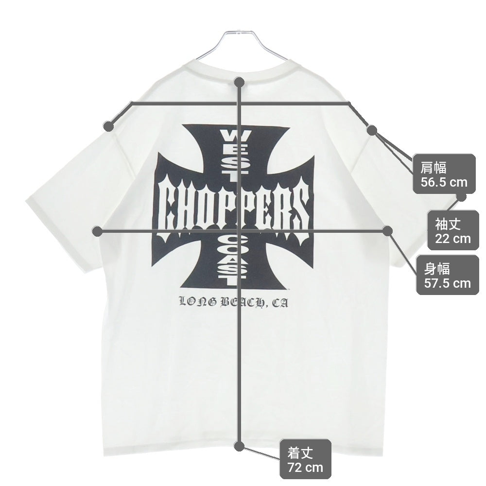 VINTAGE(ヴィンテージ) 00s WEST COAST CHOPPERS IRON CROSS ウェストコーストチョッパーズ アイロンクロス 両面プリント クルーネック半袖Tシャツカットソー ホワイト