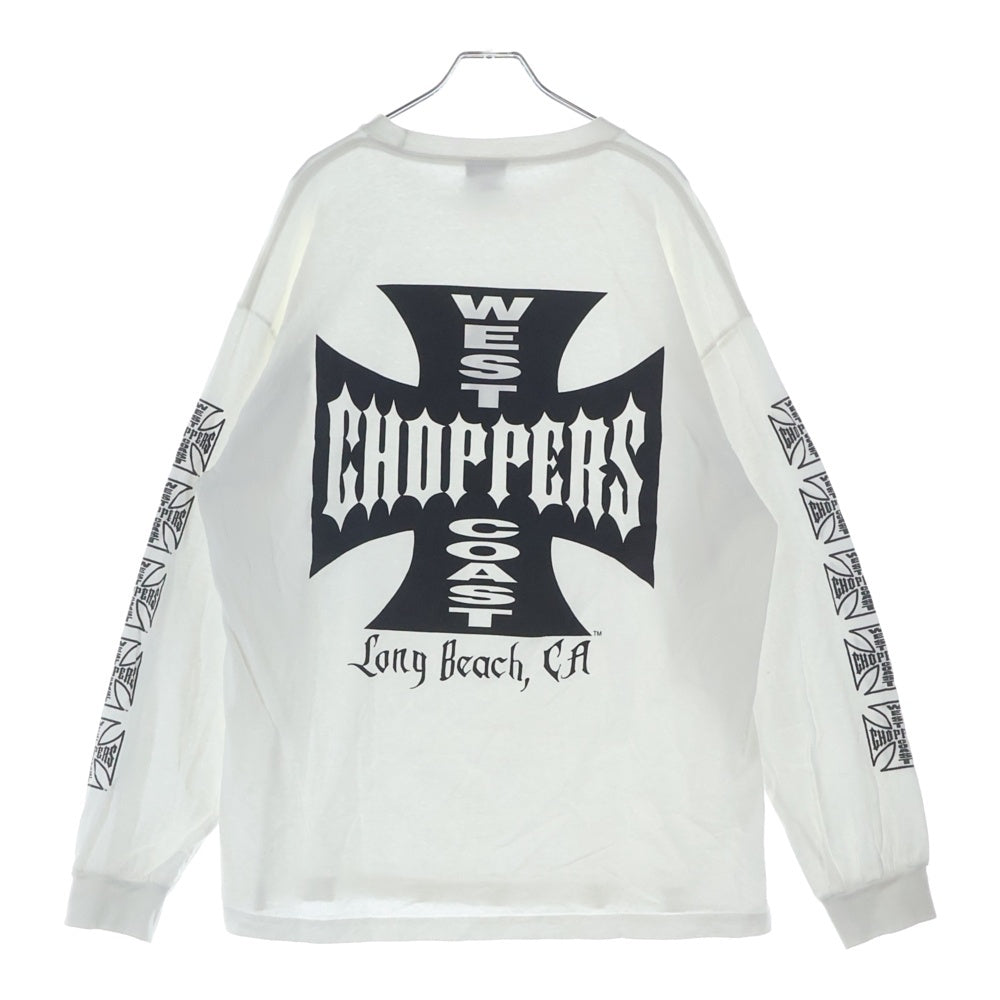 VINTAGE(ヴィンテージ) 00s WEST COAST CHOPPERS IRON CROSS ウェストコーストチョッパーズ アイロンクロス 両面プリント クルーネック長袖Tシャツカットソー ホワイト