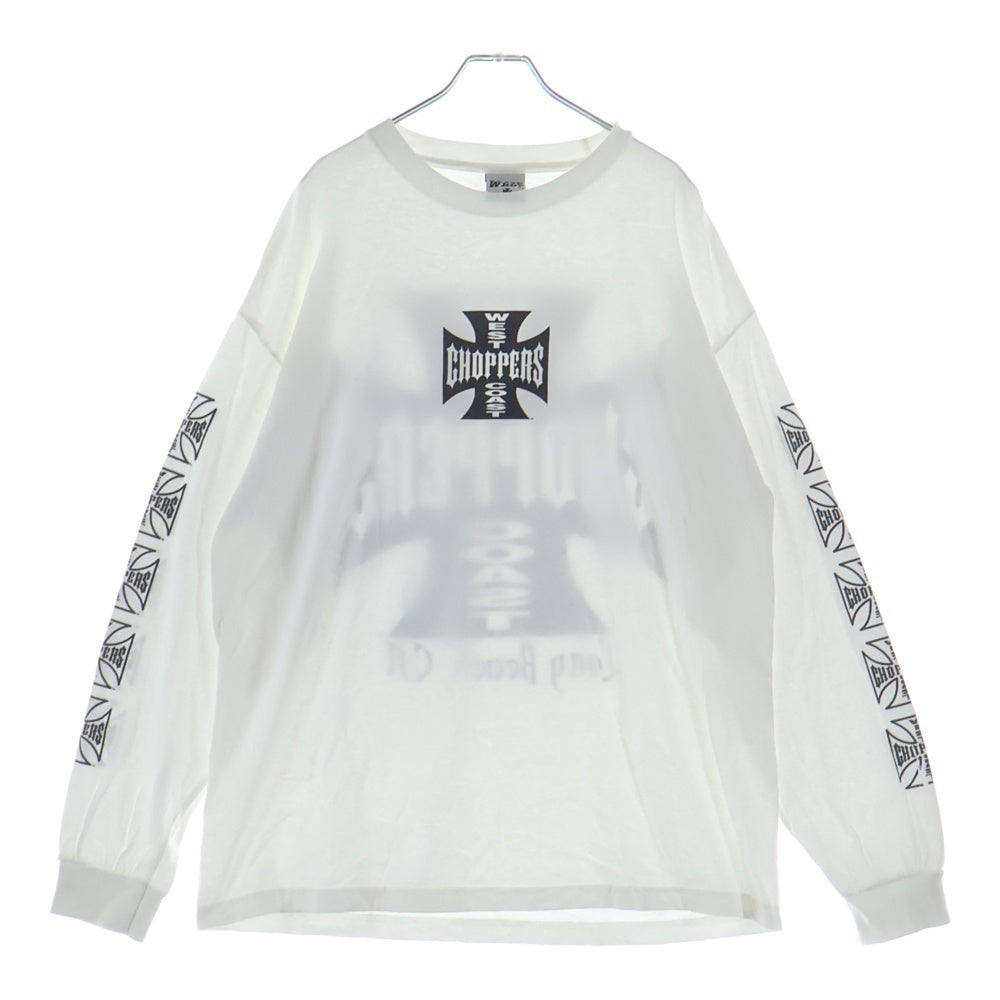 VINTAGE(ヴィンテージ) 00s WEST COAST CHOPPERS IRON CROSS ウェストコーストチョッパーズ アイロンクロス 両面プリント クルーネック長袖Tシャツカットソー ホワイト