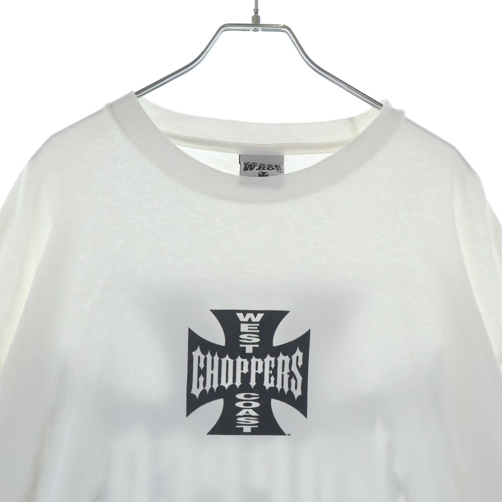 VINTAGE(ヴィンテージ) 00s WEST COAST CHOPPERS IRON CROSS ウェストコーストチョッパーズ アイロンクロス 両面プリント クルーネック長袖Tシャツカットソー ホワイト