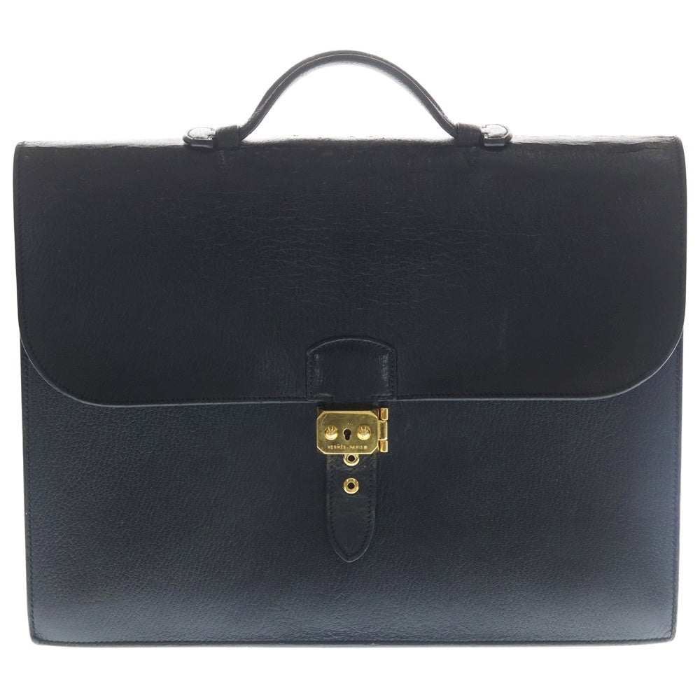 HERMES(エルメス) SAC A DEPECHES サックアデペッシュ38 レザー ハンドバッグ ビジネスバッグ ブラック ゴールド金具