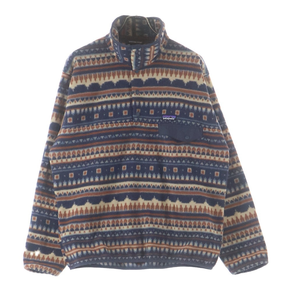 PATAGONIA(パタゴニア) 21AW ライトウェイトシンチラスナップT プルオーバー ハーフボタン フリースジャケット ネイビー/ブラウン 25580FA21