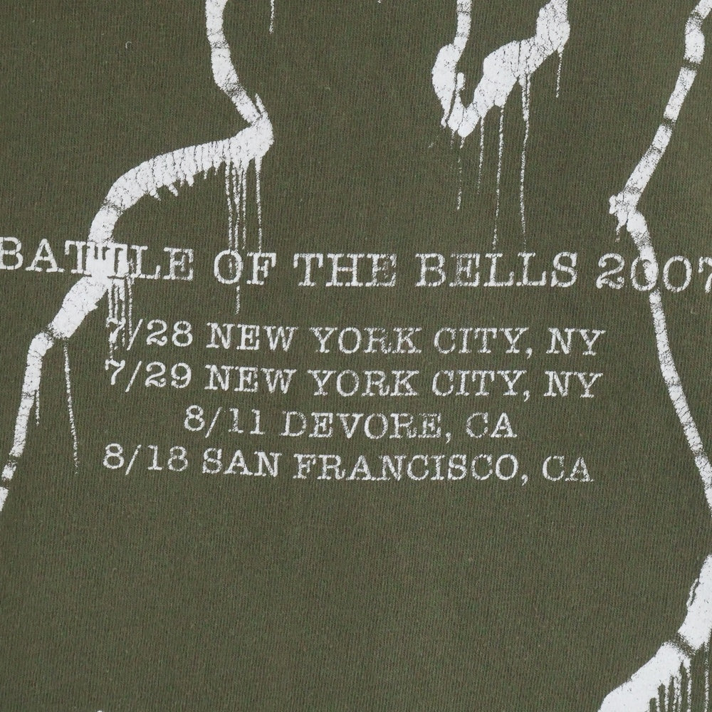 VINTAGE(ヴィンテージ) 00S VINTAGE RAGE AGAINST THE MACHINE BATTLE OF THE BELLS 2007 T-SHIRT 両面グラフィックプリント クルーネック Tシャツ 半袖カットソー カーキ