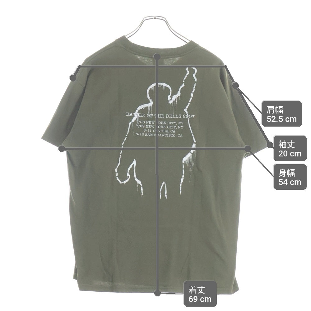 VINTAGE(ヴィンテージ) 00S VINTAGE RAGE AGAINST THE MACHINE BATTLE OF THE BELLS 2007 T-SHIRT 両面グラフィックプリント クルーネック Tシャツ 半袖カットソー カーキ