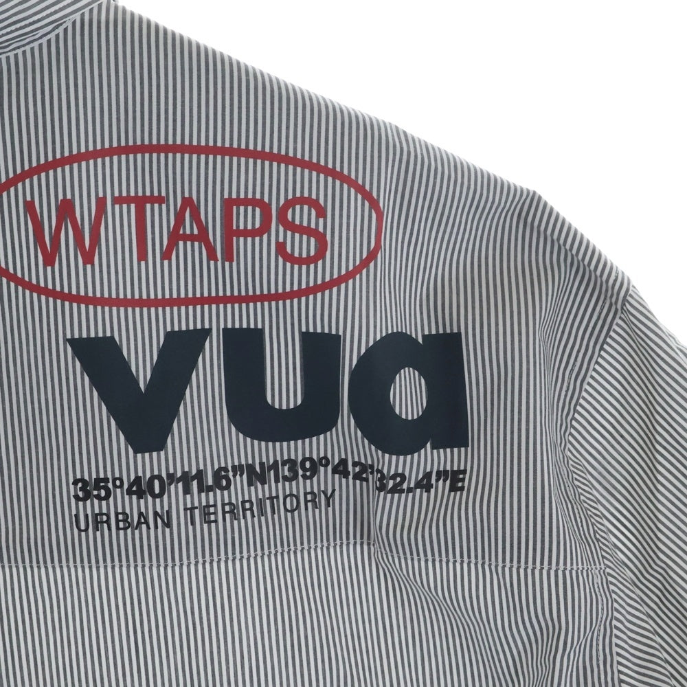WTAPS(ダブルタップス) 23AW BROADCLOTH.TEXTILE.PROTECT ブロードクロス テキスタイル プロテクト ボタンダウン ストライプ長袖シャツ グレー 232GWDT-SHM03