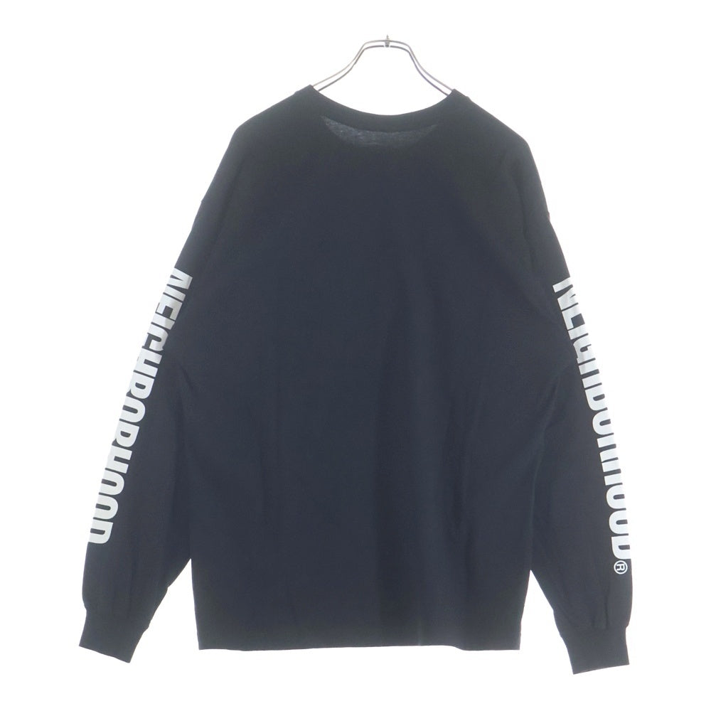 NEIGHBORHOOD(ネイバーフッド) 22AW NH TEE-10 LS.CO アームロゴプリント クルーネック長袖Tシャツ カットソー ブラック 222PCNH-LT10