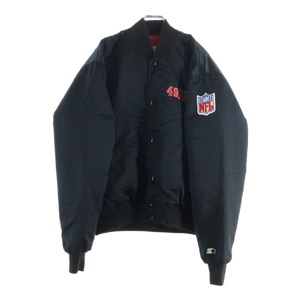 NO BRAND(ノーブランド) NFL by STARTER SAN FRANCISCO 49ERS ロゴワッペン サンフランシスコ ナイロン スタジアム ジャケット ブラック