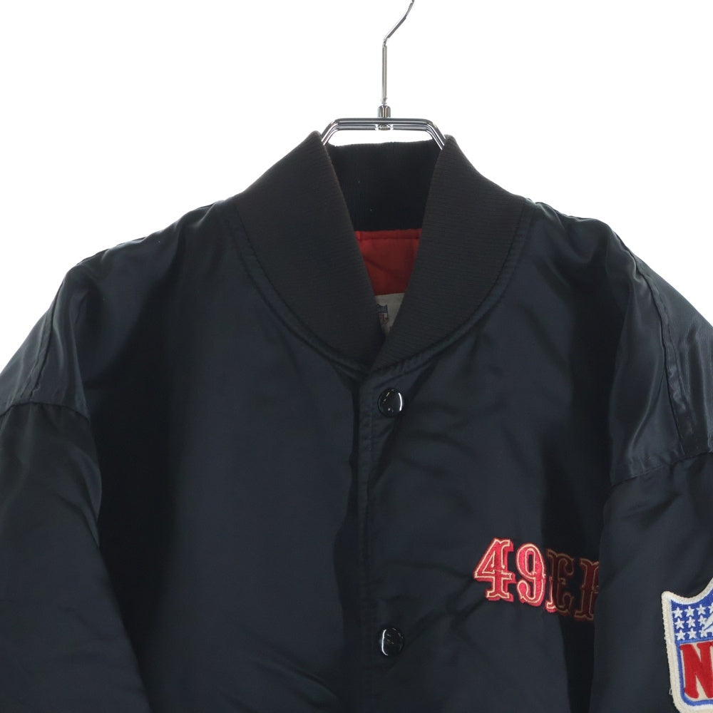 NO BRAND(ノーブランド) NFL by STARTER SAN FRANCISCO 49ERS ロゴワッペン サンフランシスコ ナイロン スタジアム ジャケット ブラック