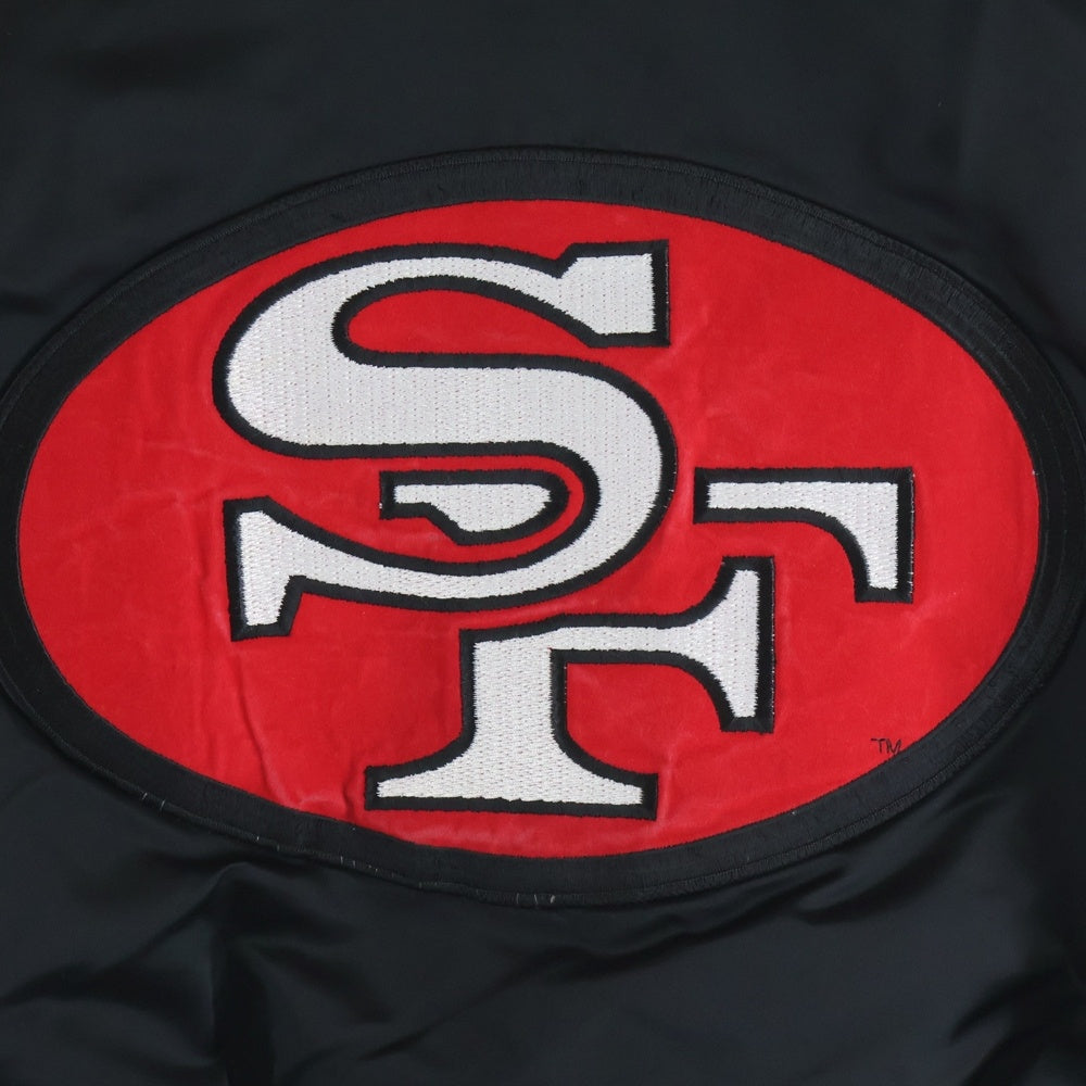 NO BRAND(ノーブランド) NFL by STARTER SAN FRANCISCO 49ERS ロゴワッペン サンフランシスコ ナイロン スタジアム ジャケット ブラック