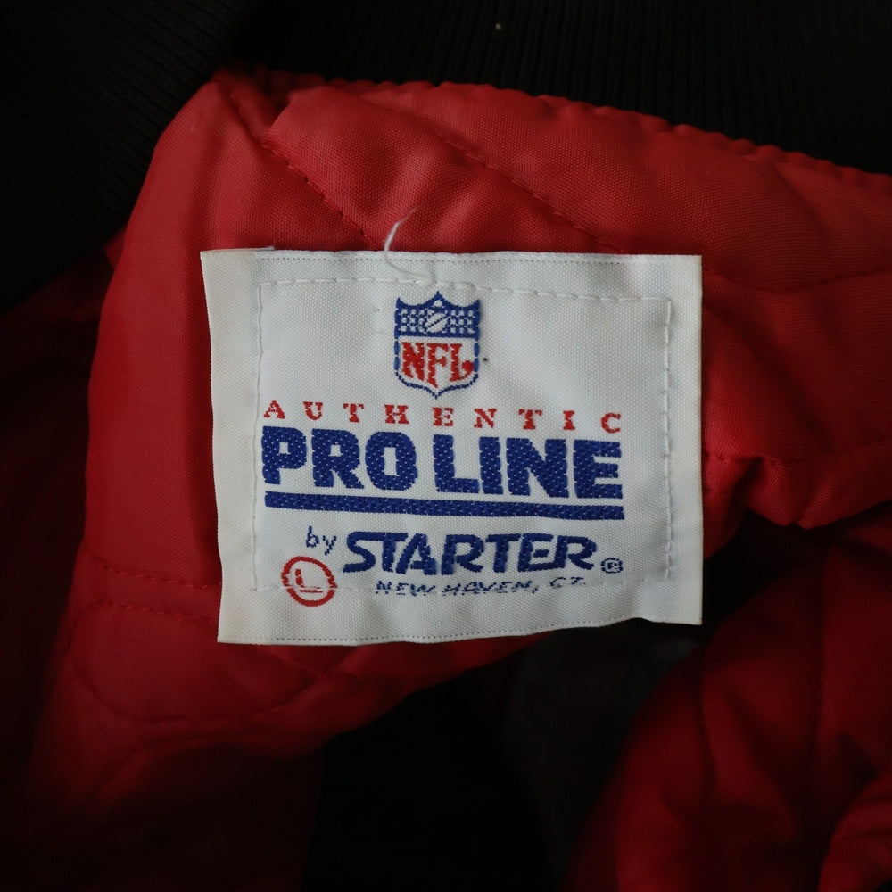 NO BRAND(ノーブランド) NFL by STARTER SAN FRANCISCO 49ERS ロゴワッペン サンフランシスコ ナイロン スタジアム ジャケット ブラック