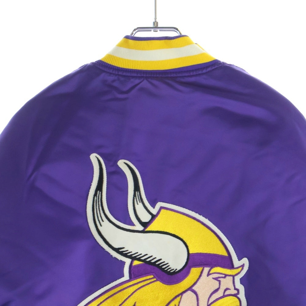 NO BRAND(ノーブランド) NFL by STARTER PROLINE MINNESOTA VIKINGS スターター プロライン ミネソタ バイキングス エンブロイダリーデザイン ナイロン スタジアム ジャケット パープル