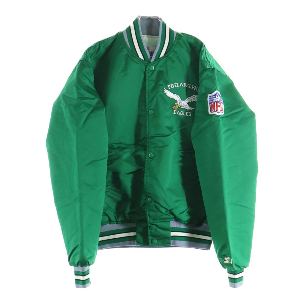 NO BRAND(ノーブランド) NFL by STARTER EAGLES USA製 ロゴワッペン イーグルエンブロイダリー ナイロン スタジアム ジャケット グリーン