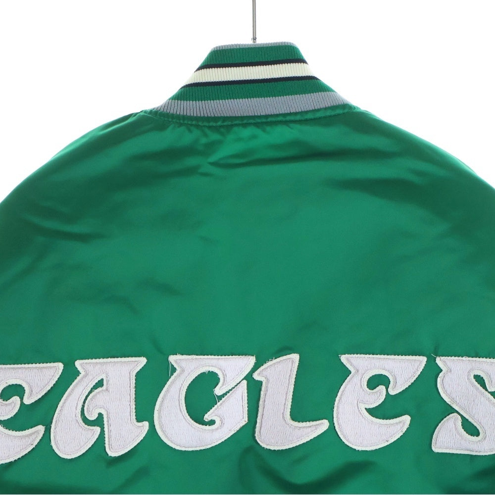 NO BRAND(ノーブランド) NFL by STARTER EAGLES USA製 ロゴワッペン イーグルエンブロイダリー ナイロン スタジアム ジャケット グリーン