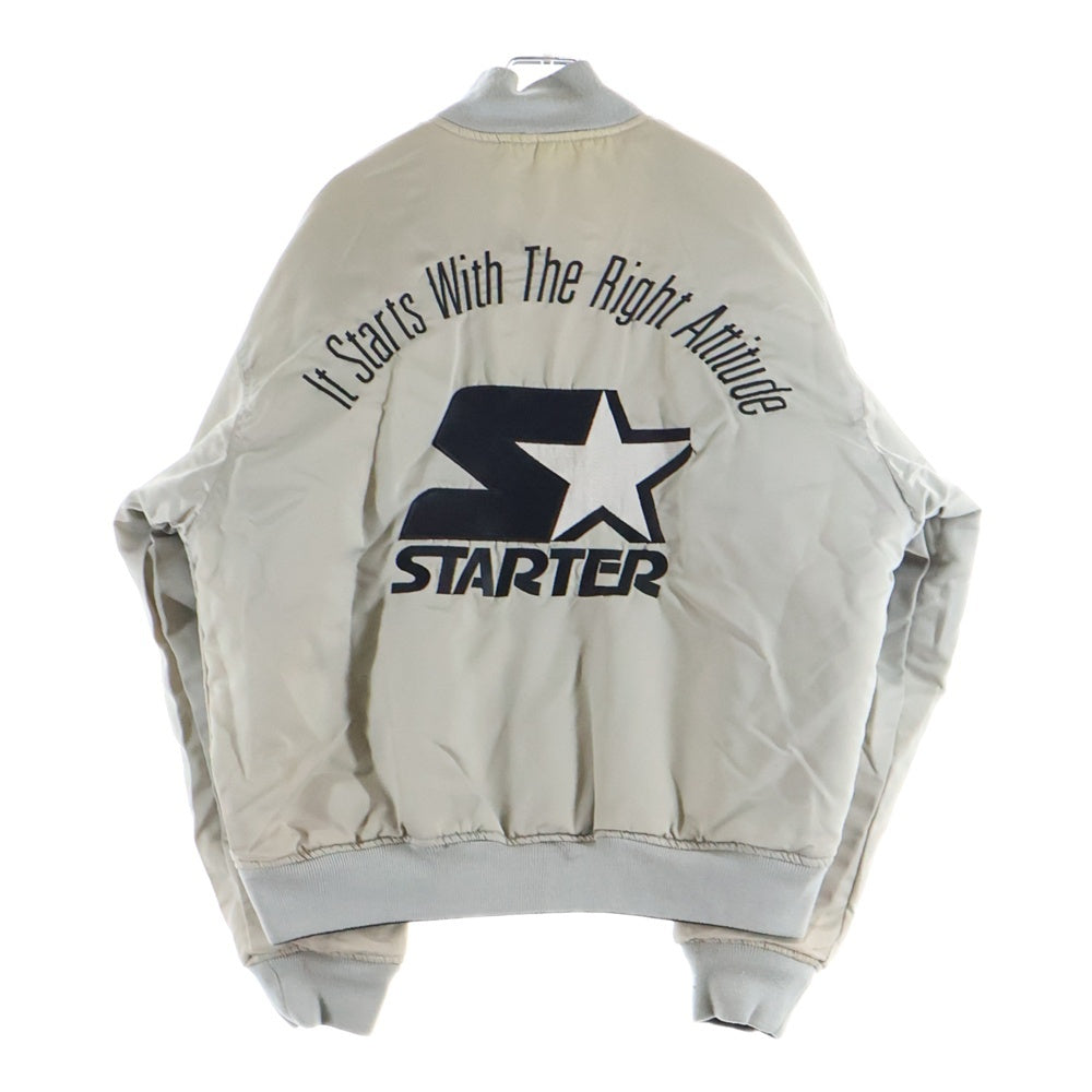 NFL(エヌエフエル) RAIDERS CHALK LINE USA製 レイダース チョーク ライン ロゴワッペン ナイロン スタジアム ジャケット ブラック/グレー
