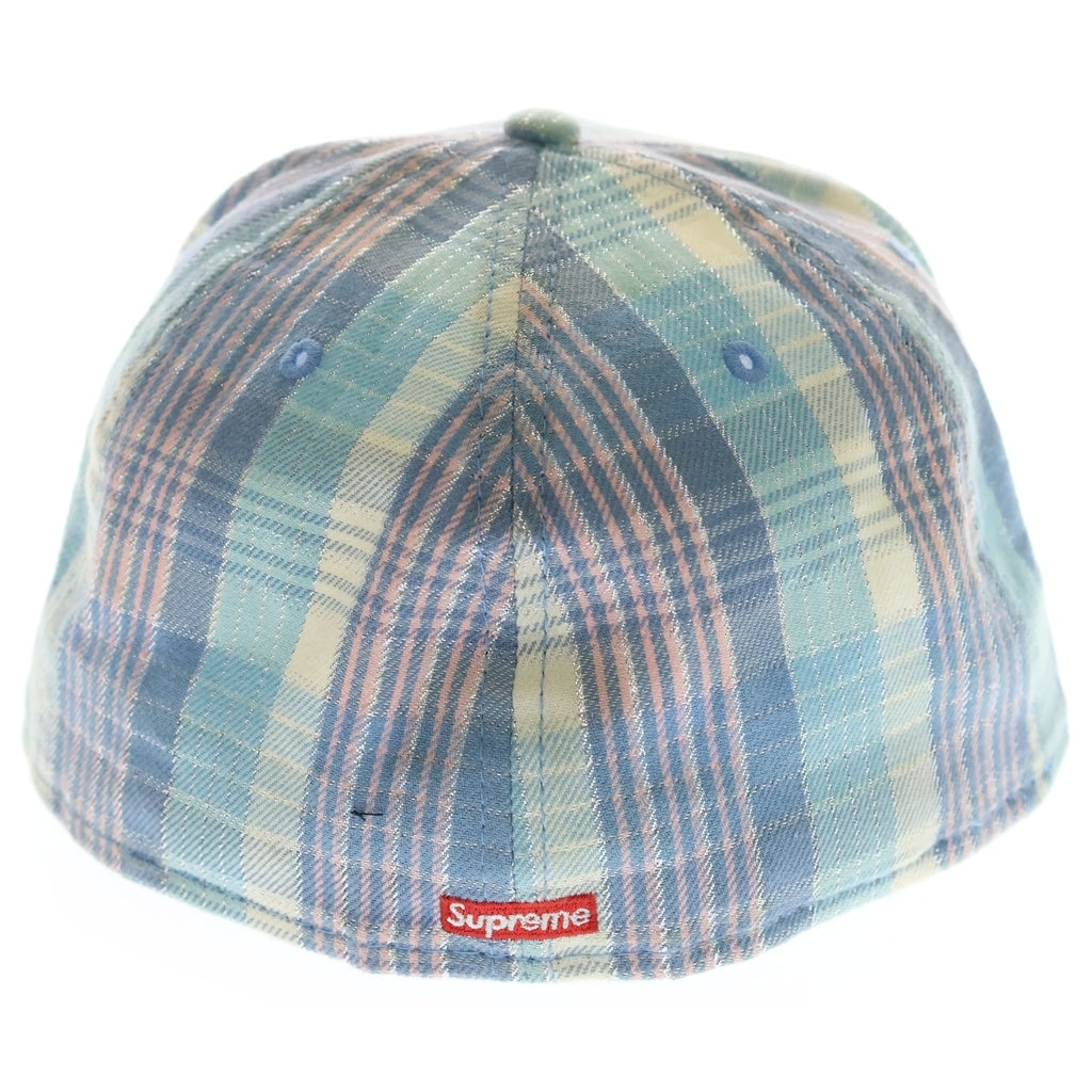 SUPREME(シュプリーム) 23SS ×NEW ERA Metallic Plaid S Logo ニューエラ フロントロゴエンブロイダリー ラメデザイン キャップ 帽子 ブルー レディース