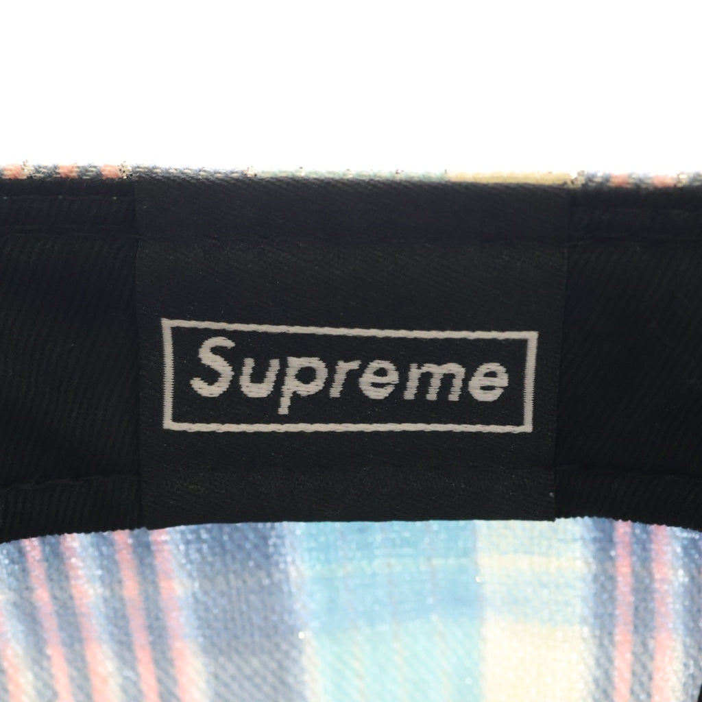 SUPREME(シュプリーム) 23SS ×NEW ERA Metallic Plaid S Logo ニューエラ フロントロゴエンブロイダリー ラメデザイン キャップ 帽子 ブルー レディース