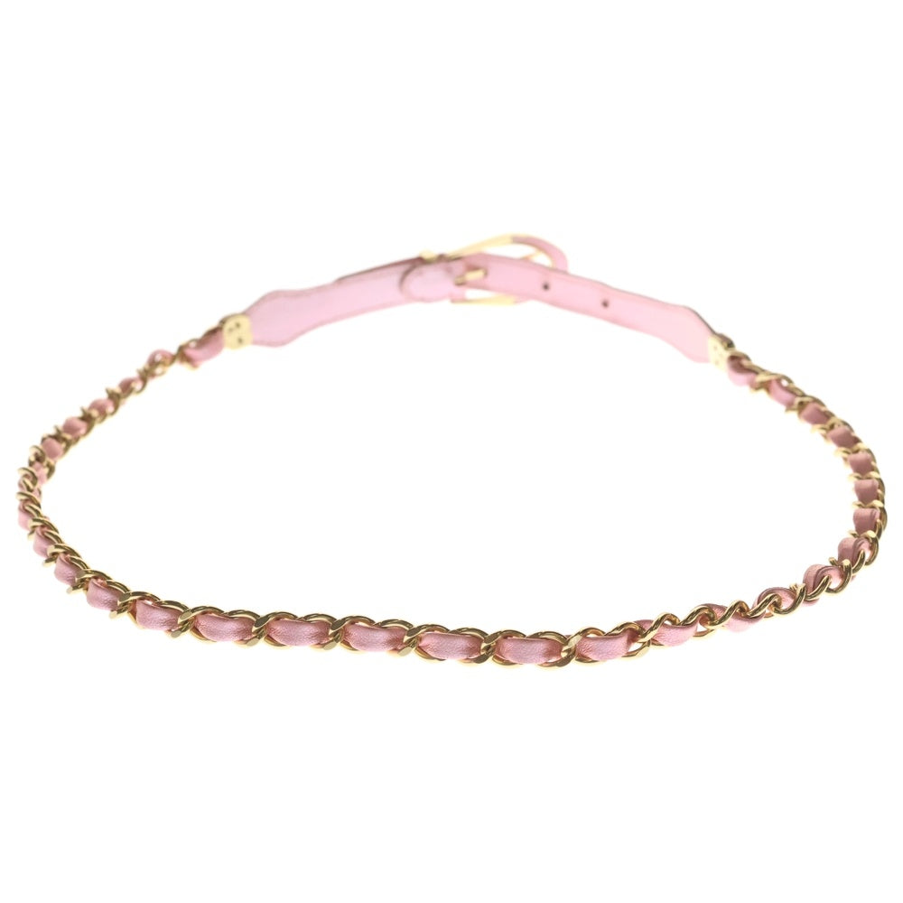 CHANEL(シャネル) ココマーク レザー チェーンベルト ピンク ゴールド金具 レディース A24C AA9684