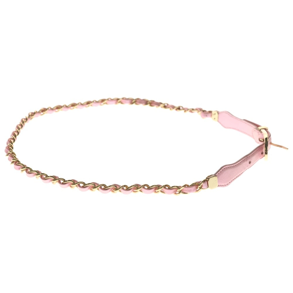 CHANEL(シャネル) ココマーク レザー チェーンベルト ピンク ゴールド金具 レディース A24C AA9684