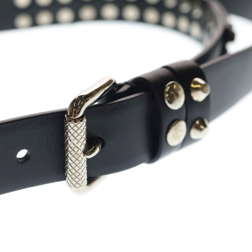 PRADA(プラダ) マルチスタッズ ダブルバックル レザーベルト ブラック/レッド シルバー金具 1CM141