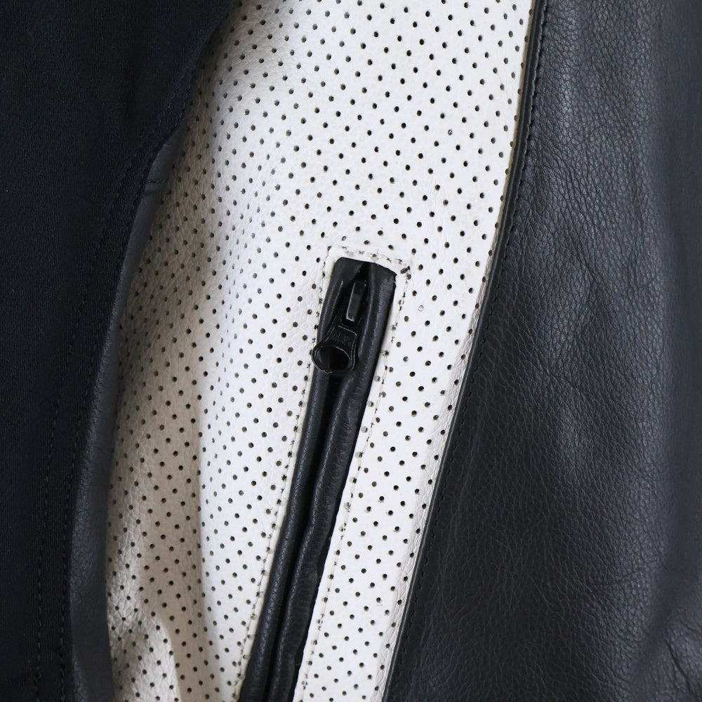 NO BRAND(ノーブランド) BERIK べリック マルチポケット ジップインライナー レーシングレザージャケット ブラック/ホワイト LJ-231101-BK