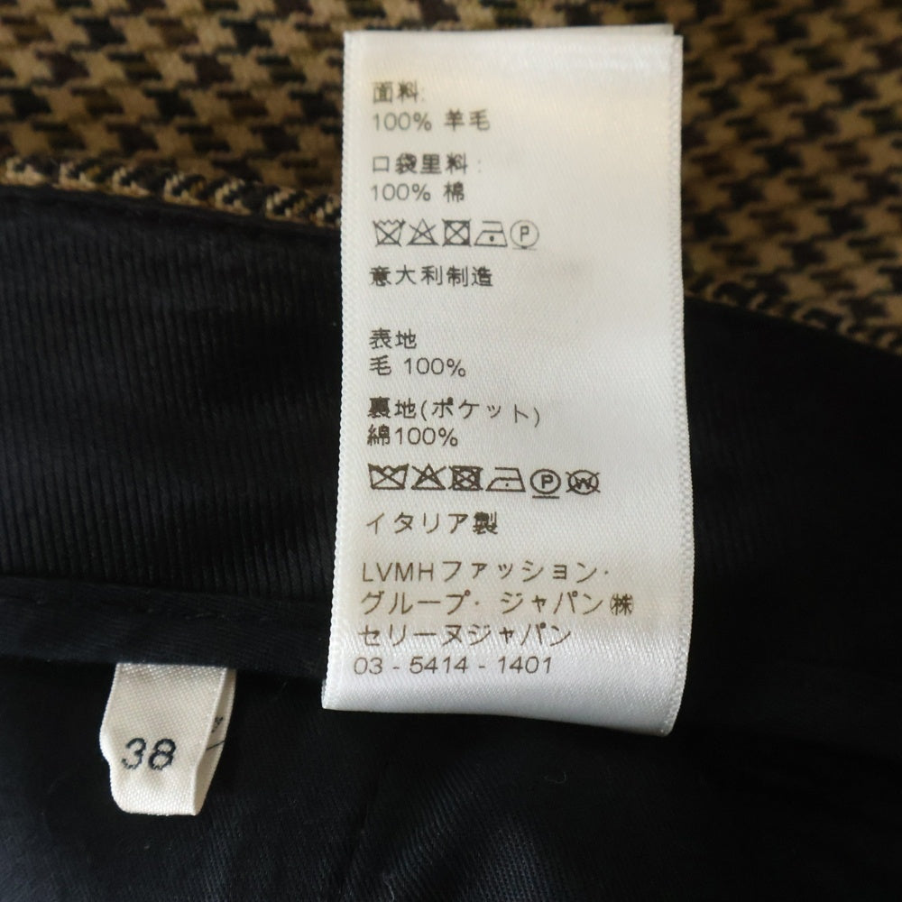 CELINE(セリーヌ) 21AW ハウンドトゥース 千鳥格子柄 スケートパンツ スラックス ブラウン 2P519192K