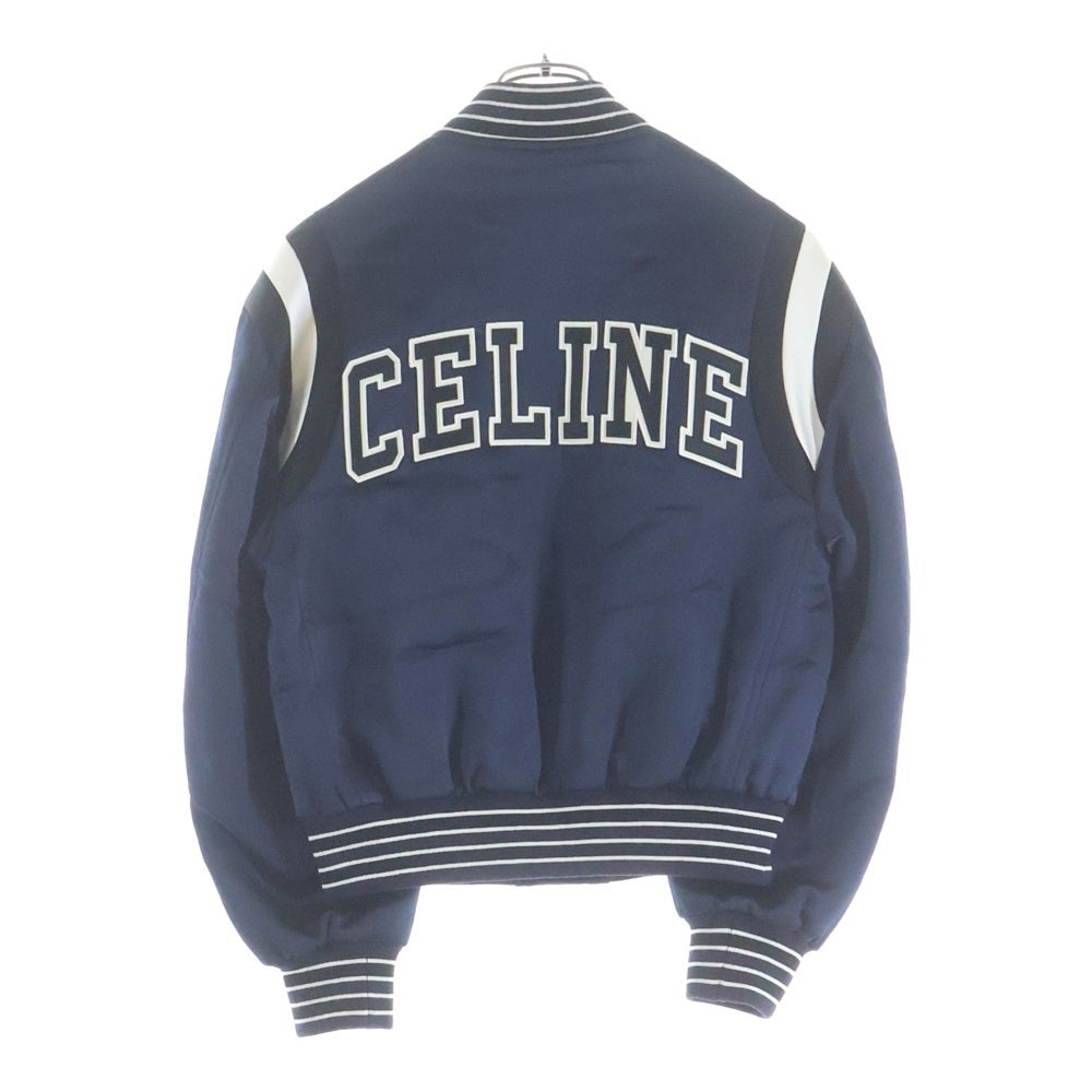 CELINE(セリーヌ) ヘビーサテン クロップド ボンバージャケット レディース ホワイト/ネイビー 2W803532T