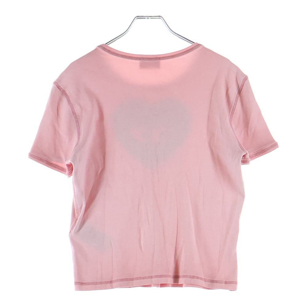 DIESEL(ディーゼル) 24SS T-ELE TEE Dロゴ ハートプリントTシャツ 半袖クルーネックカットソー レディース ピンク A12836