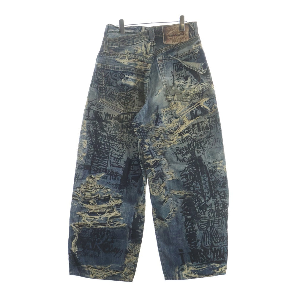 Acne Studios(アクネ ストゥディオズ) SUPER BAGGY FIT JEANS 総柄転写プリント スーパーバギーフィット ボタンフライ デニムパンツ ジーンズ インディゴ FN-MN-TROU001097