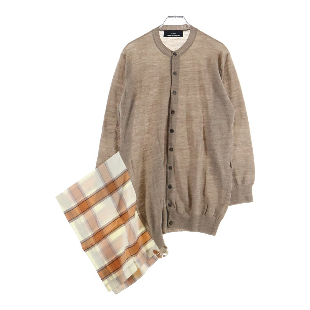 tricot COMME des GARCONS(トリコ コム デ ギャルソン) 95SS AD1994 ドッキングデザイン ウールカーディガン レディース ベージュ TB-100330