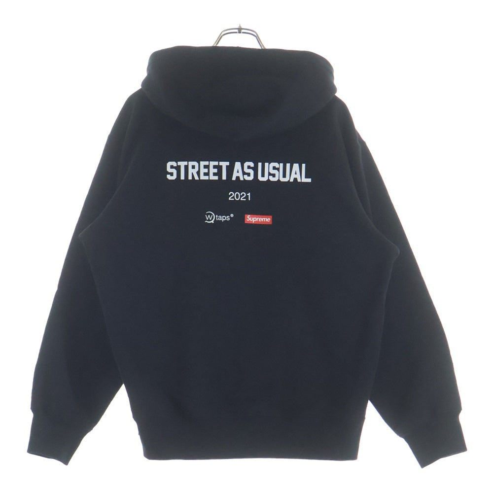 SUPREME(シュプリーム) 21AW ×WTAPS Sic'em!! Hooded Sweatshirt ダブルタップス シックエム プルオーバースウェットパーカー フーディー ブラック