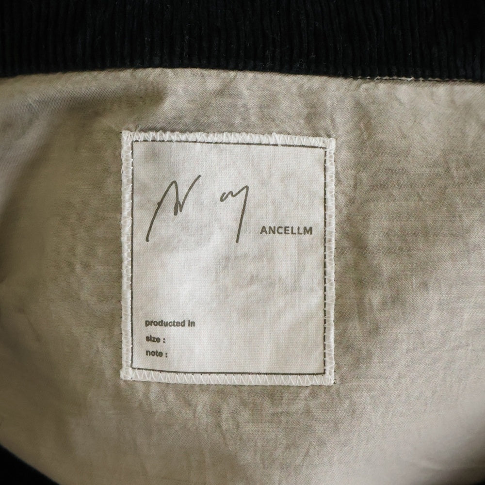 ANCELLM(アンセルム) 25AW CORDUROY ZIPUP JACKET コーデュロイ ロゴポイント刺繍 ジップアップジャケット ブラック ANC-JK65