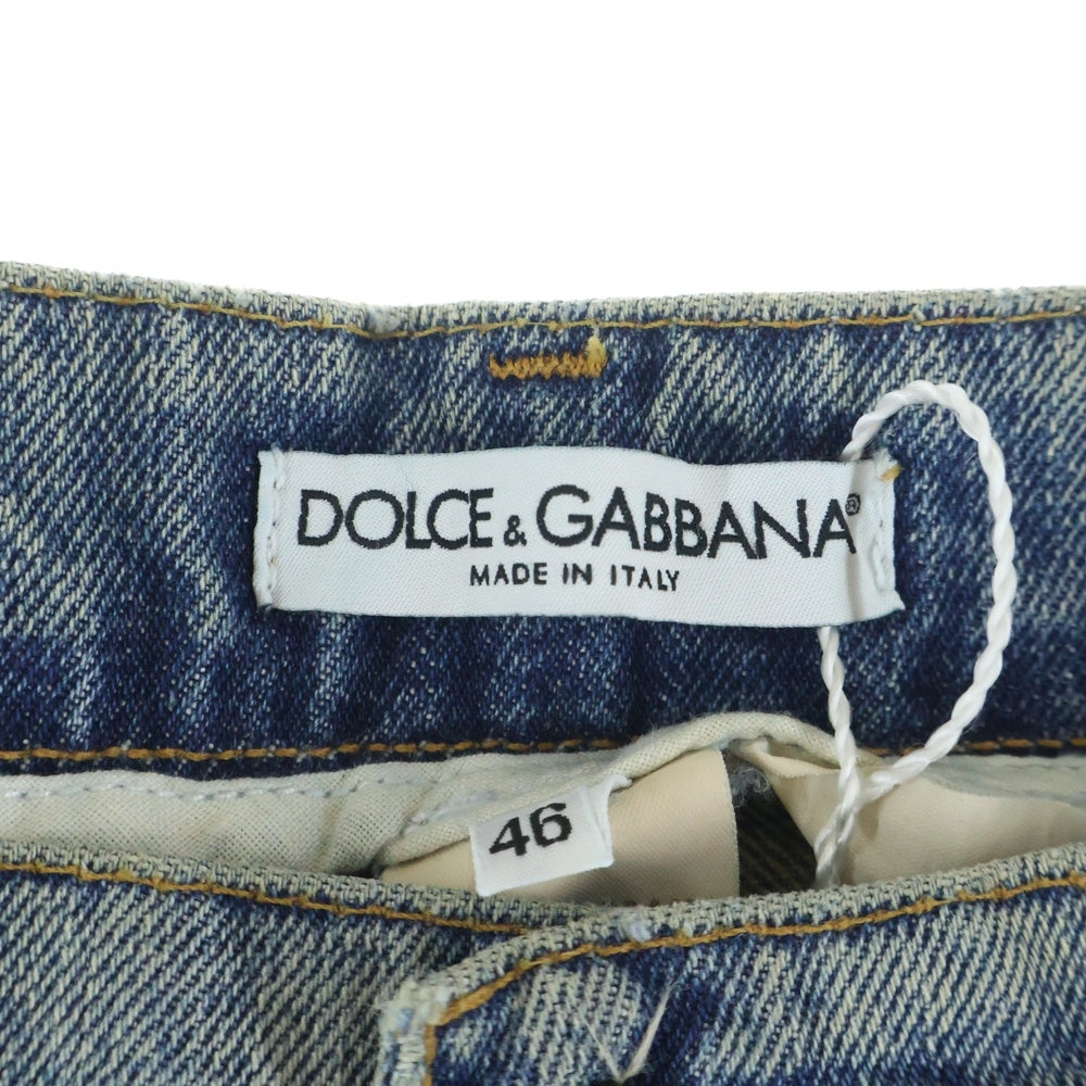 DOLCE & GABBANA(ドルチェアンドガッバーナ) 00S クラッシュ加工 5ポケット ジップフライ ストレート デニムパンツ インディゴ S0619 9429