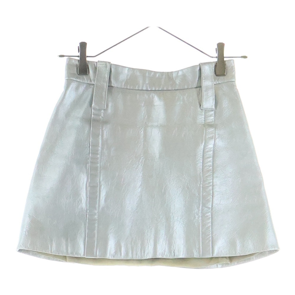 PRADA(プラダ) メタリック加工 ラムレザー ミニスカート シルバー レザー 51775 AW4 レディース