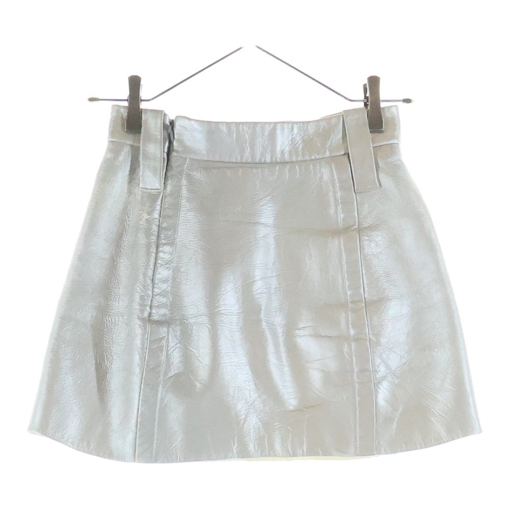 PRADA(プラダ) メタリック加工 ラムレザー ミニスカート シルバー レザー 51775 AW4 レディース