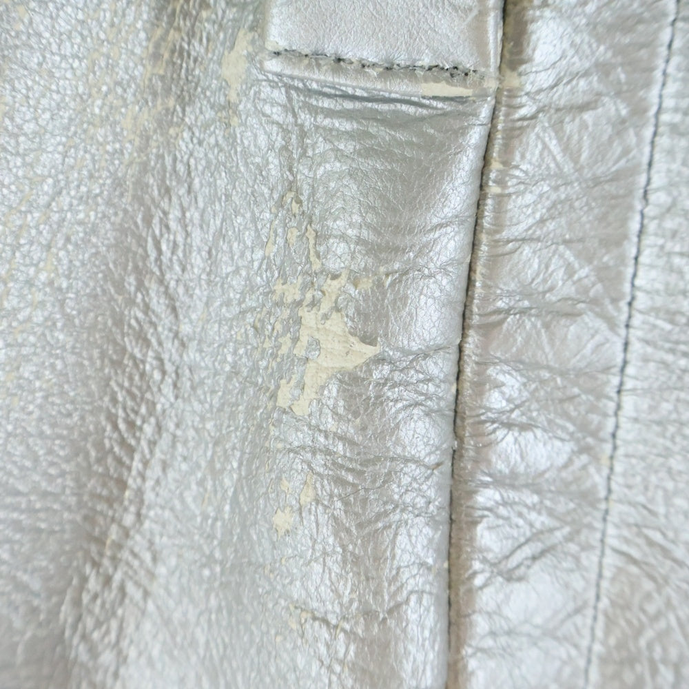 PRADA(プラダ) メタリック加工 ラムレザー ミニスカート シルバー レザー 51775 AW4 レディース