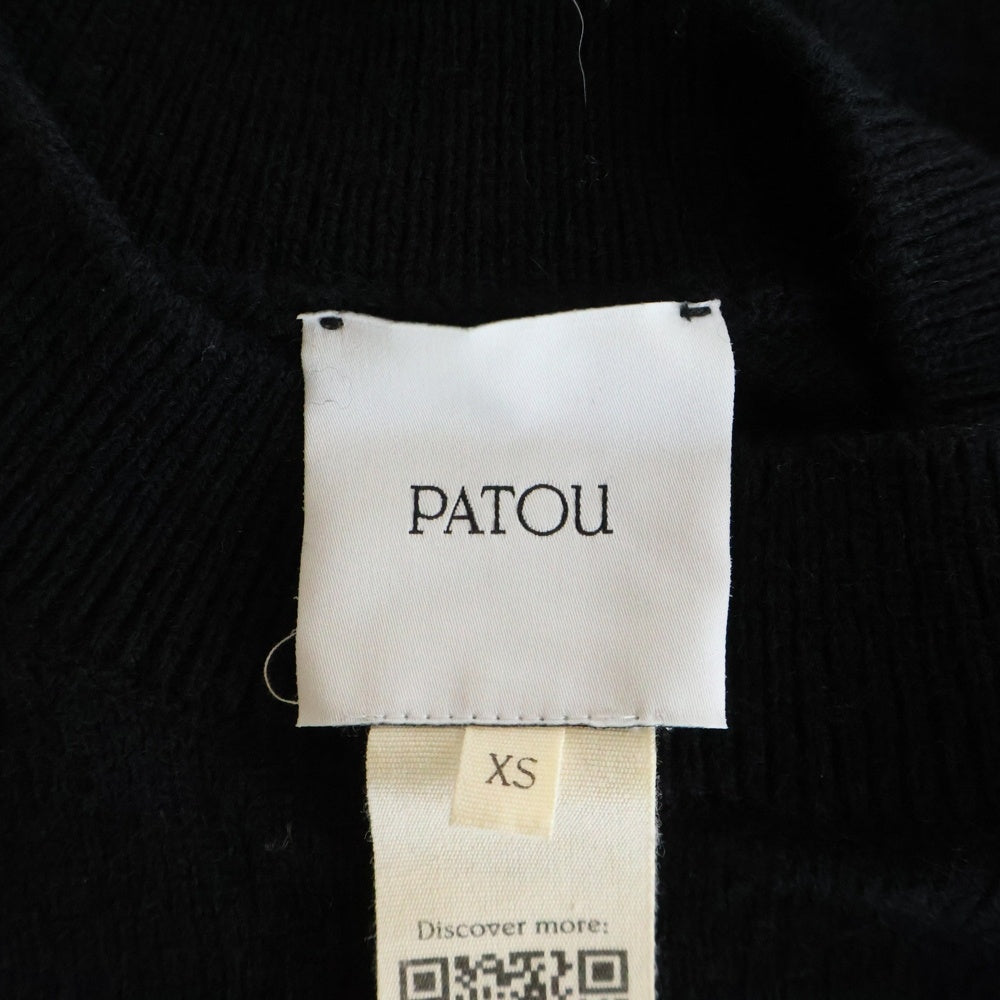 PATOU(パトゥー) クロップド丈 ウール クルーネックプルオーバー 長袖ニットセーター ブラック レディース KN0998041999B