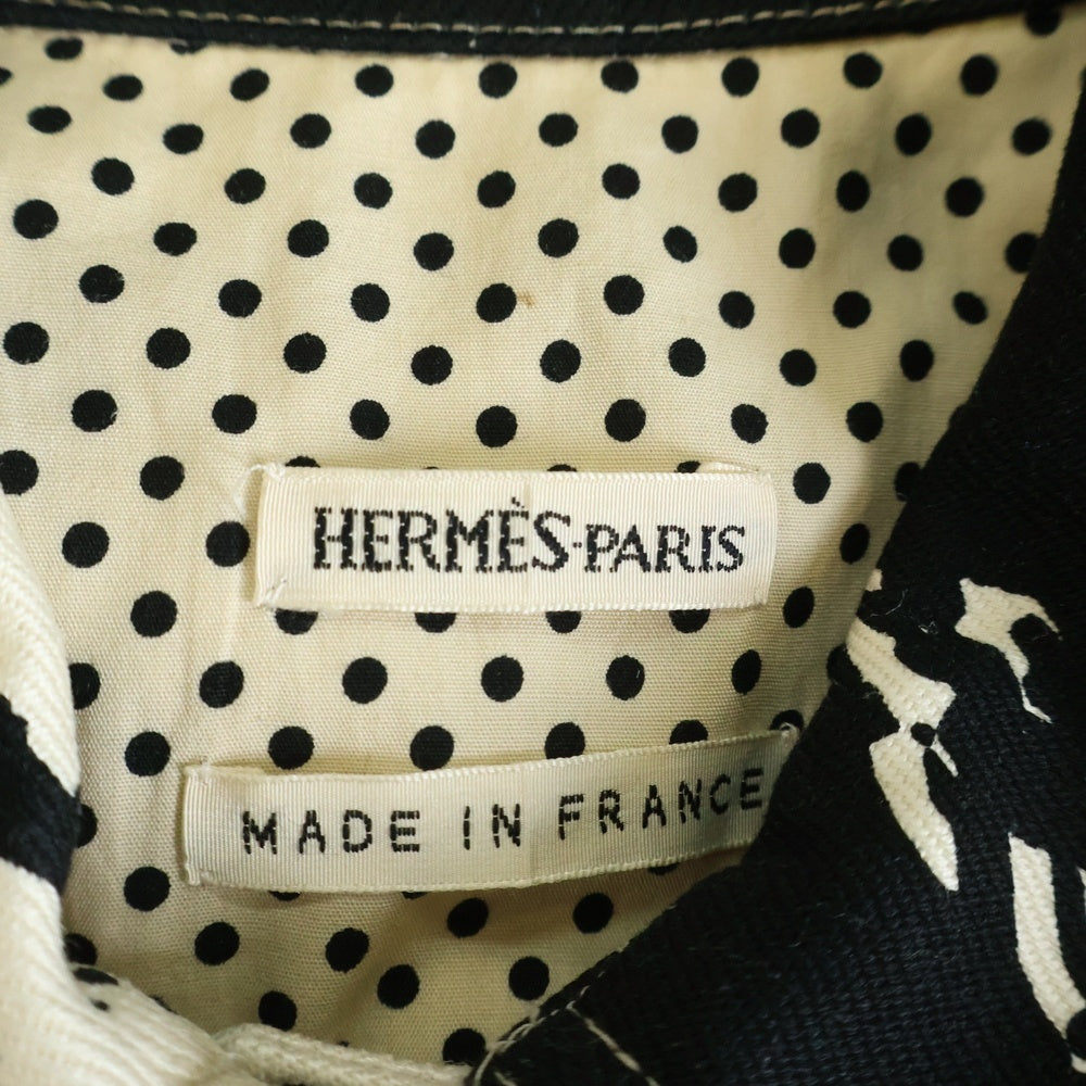 HERMES(エルメス) マルジェラ期 セリエボタン スプラッターペイントデザイン デニムトラッカージャケット ブラック/ホワイト レディース
