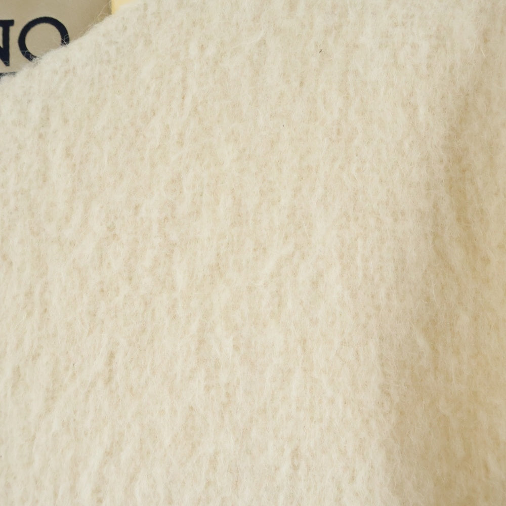 HERNO(ヘルノ) ウールダウン切り替えデザイン ノーカラー ジップアップロングコート ホワイト CA0275D-39138-1000 レディース