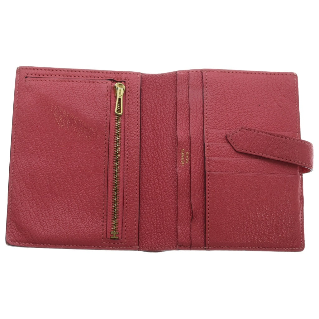 HERMES(エルメス) ベアン H金具 レザー カードケース A刻印 ピンク ゴールド金具 レディース