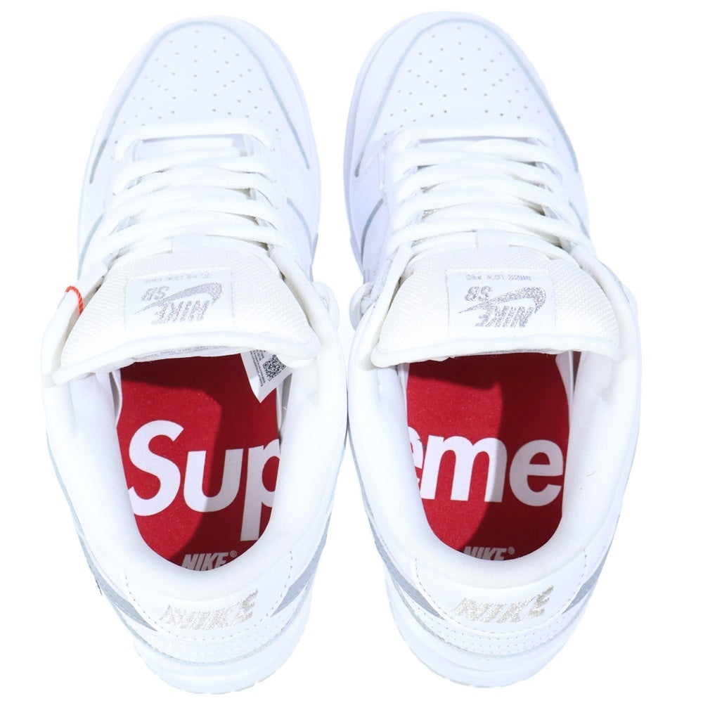NIKE SB(ナイキエスビー) 25AW ×SUPREME DUNK LOW OG QS REFLECTIVE GREY シュプリーム リフレクティブ ダンク ローカットスニーカー ホワイト/グレー US9/27cm HQ8487-100